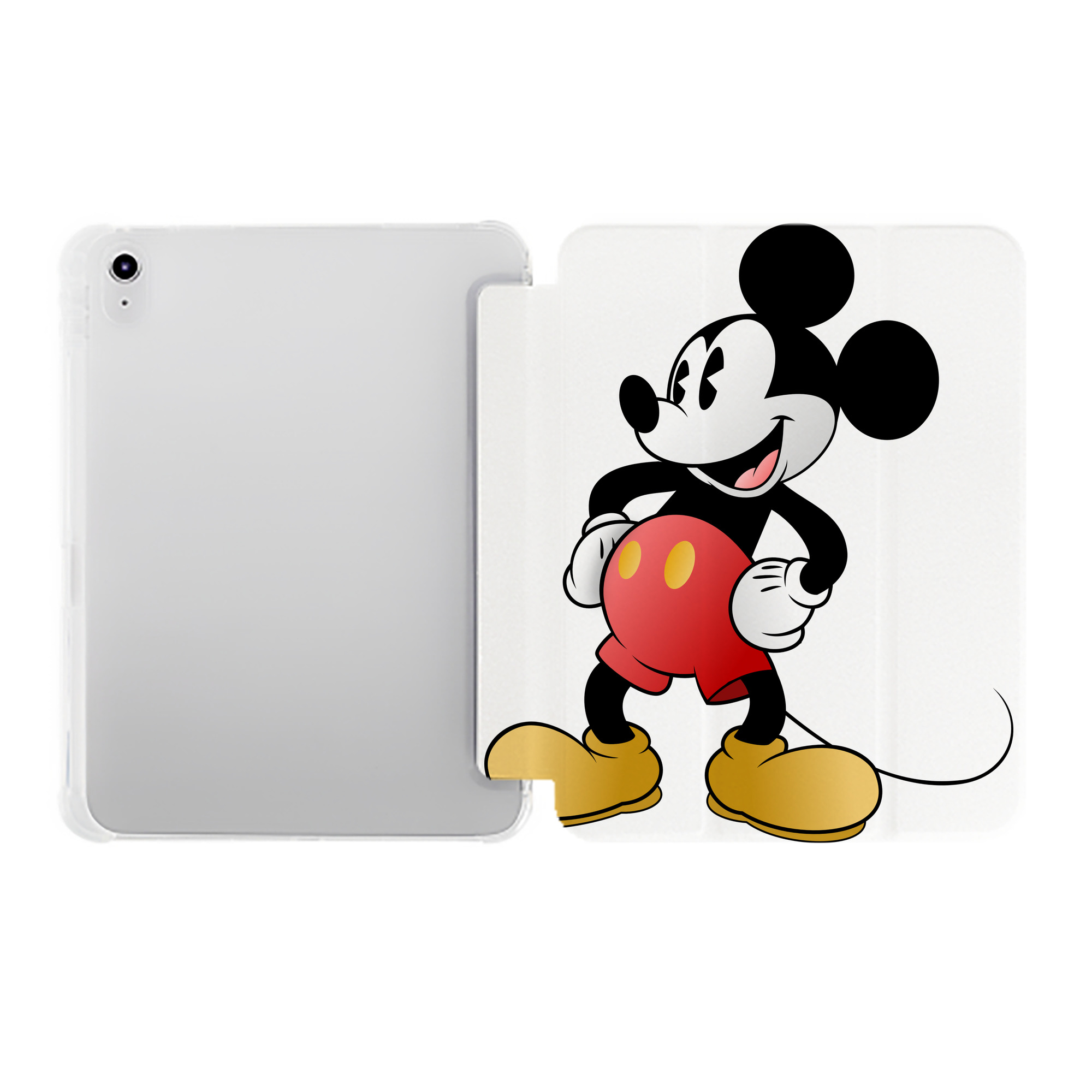 （画像用） ミッキーマウス Mickey Mouse IPad ケース ペン収納付き 三つ折りスタンド PUレザー×シリコン 対応機種9.5/10.5/10.9インチ